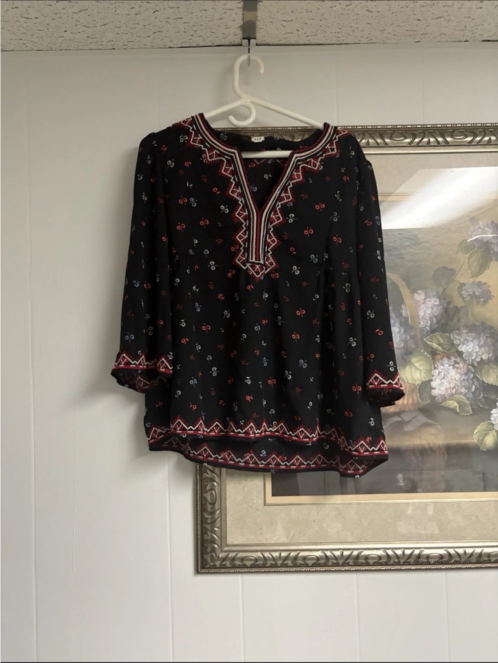 GAP Black Tunic with Red & White Embroidery
